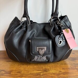 New Juicy Couture Royal To Juicy Satchel Black Gothic Shoulder Handbag